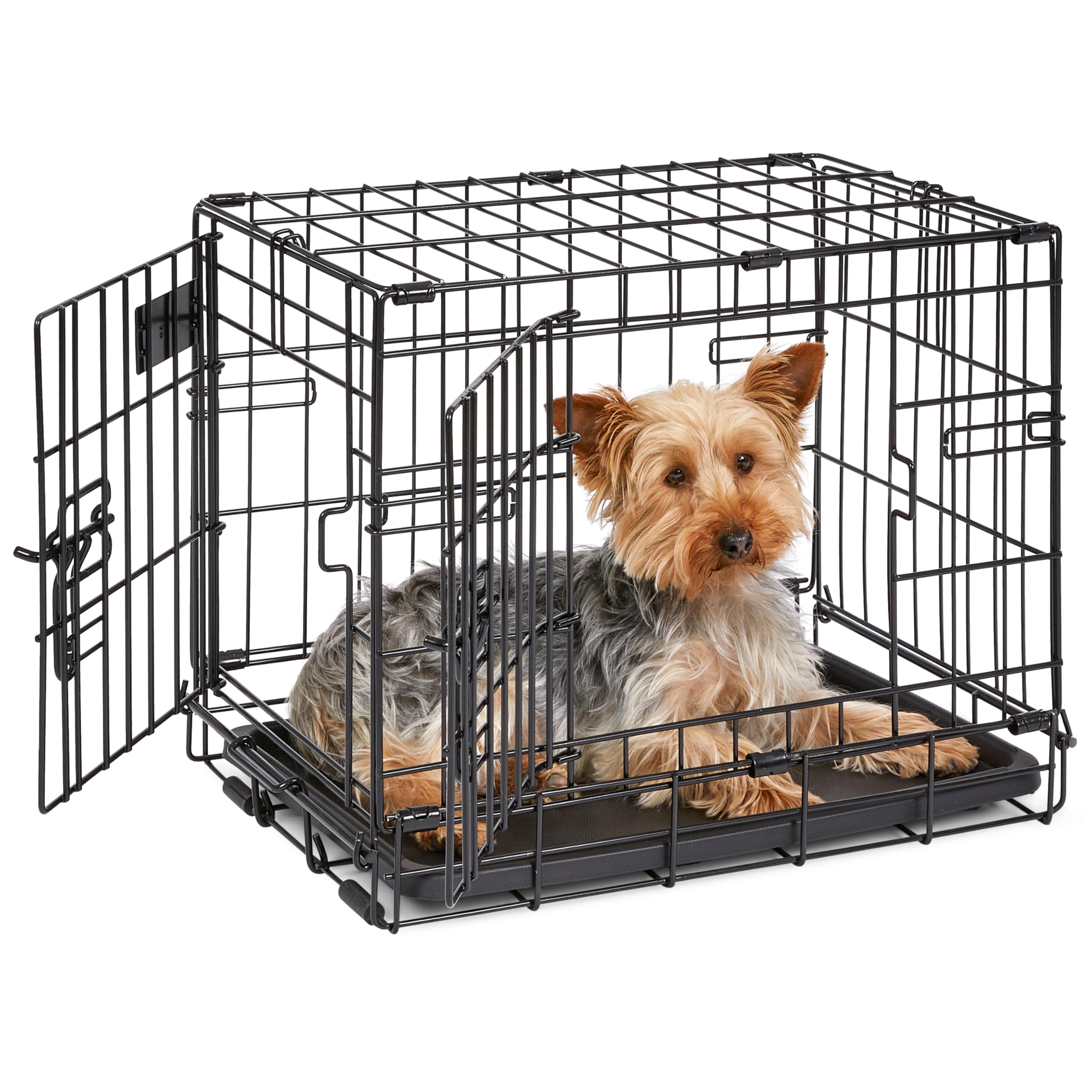 MidWest Homes for Pets 30-Inch iCrate for Medium Breeds, 21-40 lbs, Single Door Folding Dog Crate with Divider Panel, Leak-Proof Tray & Secure Latch, Portable, Durable & Easy to Assemble Gronata