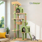 Globlazer Heavy Duty Cat Tree, 70 inch Sturdy Cat Tree for Indoor Cats Extra Large Cat Tower with Scratching Post, Hammock, Cat Condo for Adult Cats Kittens, F70 Pro, Light Grey Gronata