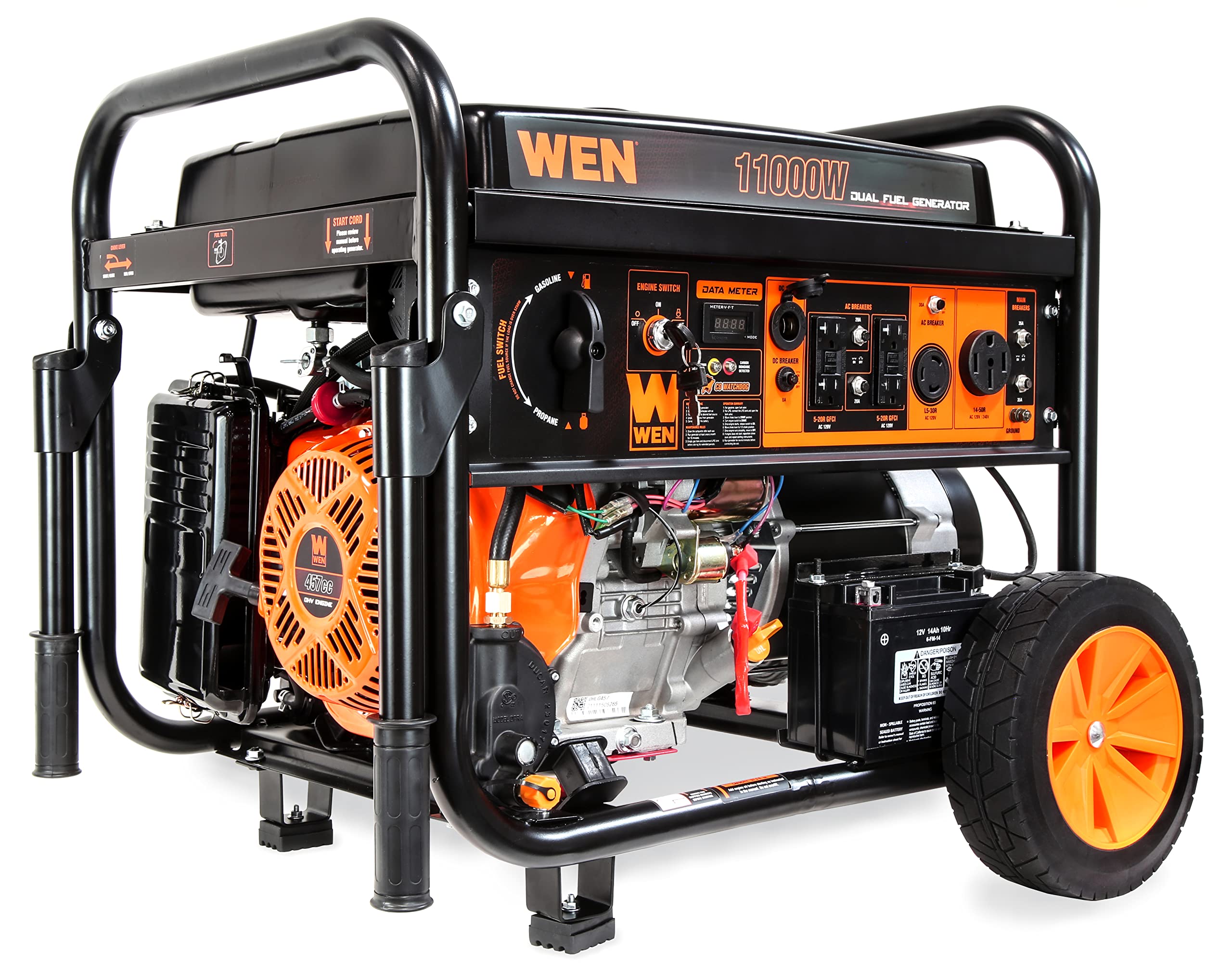 WEN 11,000-Watt 120V/240V Dual Fuel Portable Generator with Wheel Kit and Electric Start (DF1100T) Gronata