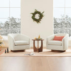 CHITA Swivel Accent Chair, Fully Assembled Fabric Barrel Armchair with FSC Certified Upholstered for Living Room, Bedroom and Office, Cream Gronata