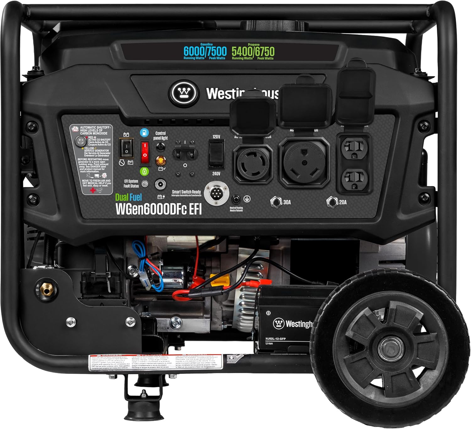 Westinghouse 7500 Peak Watt EFI Dual Fuel Home Backup Portable Generator, Remote Electric Start, Transfer Switch Ready, Gas and Propane Powered, CO Sensor, CARB Compliant Gronata