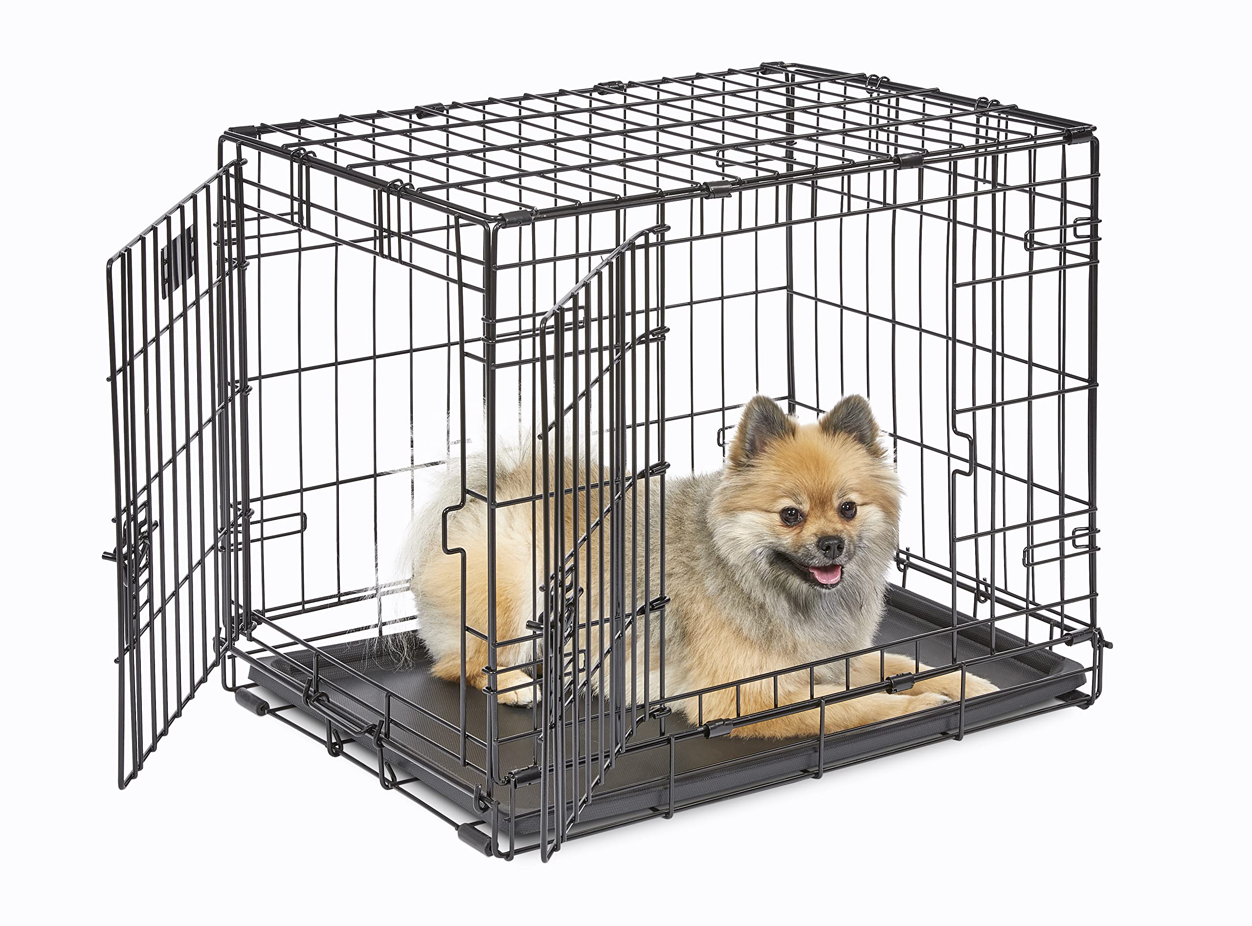 MidWest Homes for Pets 30-Inch iCrate for Medium Breeds, 21-40 lbs, Single Door Folding Dog Crate with Divider Panel, Leak-Proof Tray & Secure Latch, Portable, Durable & Easy to Assemble Gronata