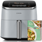 Cosori 9-in-1 TurboBlaze Air Fryer 6 Qt, PFAS-Free Ceramic Coating, 90°–450°F, Precise Heating for Even Results, Air Fry, Roast, Bake, Broil, Dry, Frozen, Proof, Reheat, Keep Warm, 120V, Dark Gray Gronata