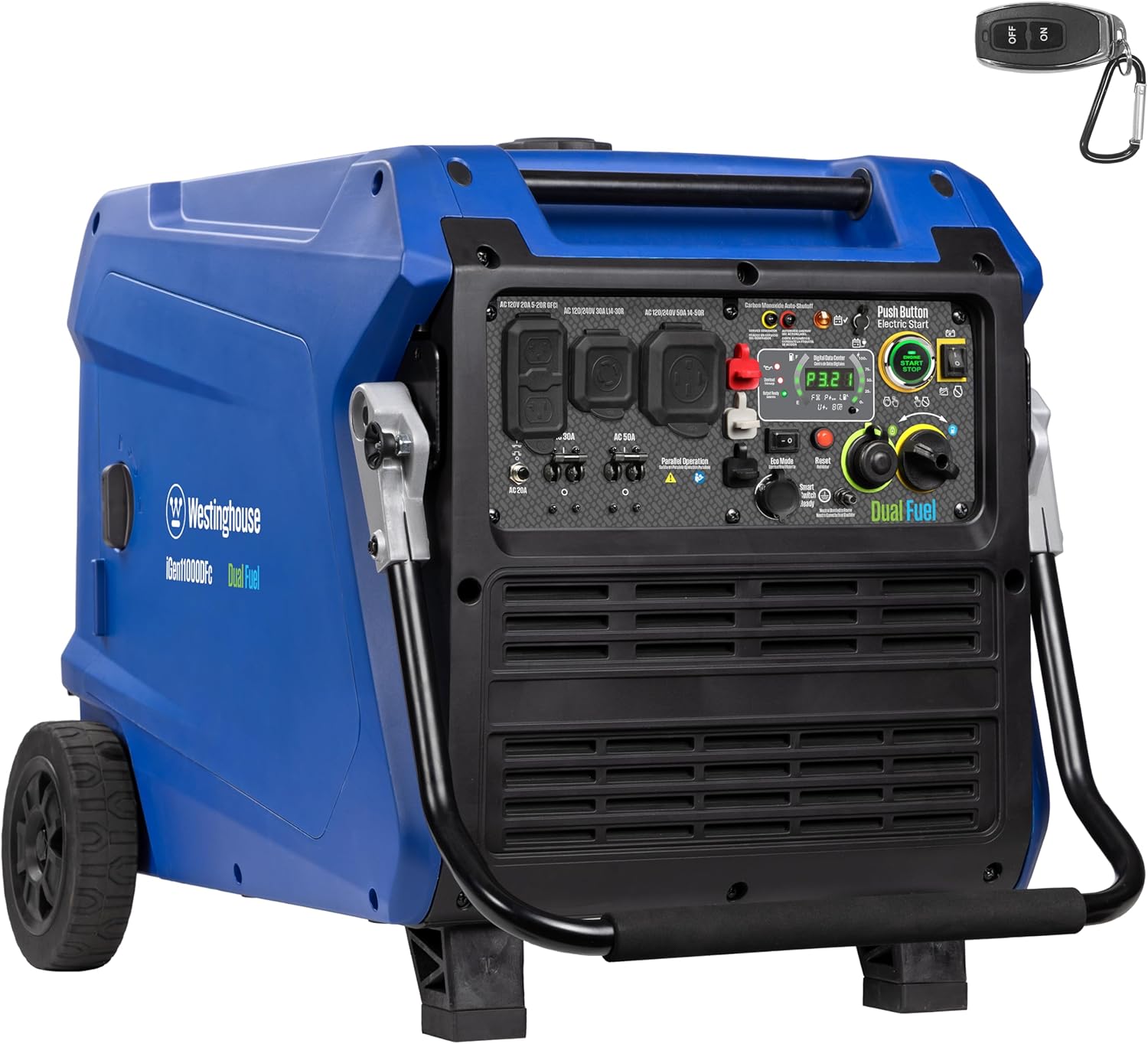 Westinghouse 11000 Peak Watt Dual Fuel Portable Inverter Generator, Remote Electric Start, Transfer Switch Ready, Gas and Propane Powered, Low THD - Safe for Electronics, Parallel Capable, CO Sensor Gronata