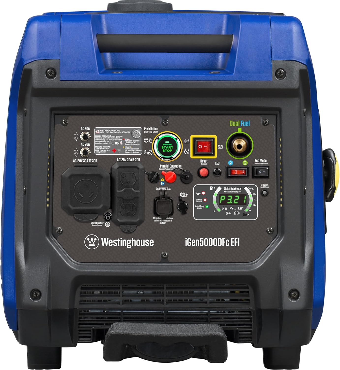 Westinghouse 5000 Peak Watt Super Quiet Dual Fuel Portable Inverter EFI Generator, Remote Electric Start, Gas & Propane Powered, RV Ready, CO Sensor, Parallel Capable, CARB Compliant Gronata