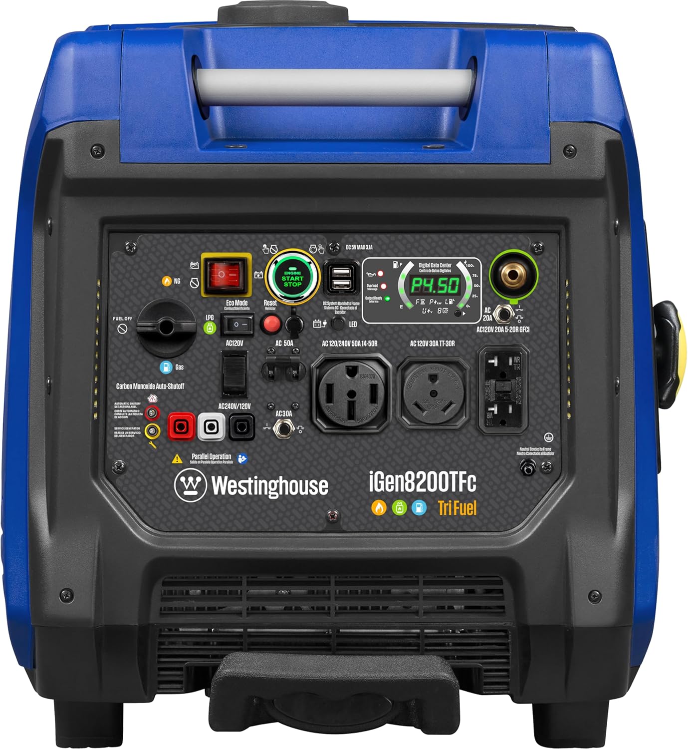 Westinghouse 8200 Peak Watt Tri-Fuel Portable Inverter Generator, Remote Electric Start, Transfer Switch Ready, Gas, Propane, Natural Gas, Low THD, Safe for Electronics, Parallel Capable, CO Sensor Gronata
