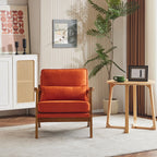 Karl home Accent Chair Wide Armrest Mid-Century Lounge Chair Linen Fabric Armchair with Lumbar Pillow & Solid Wood Frame for Living Room, Bedroom, Balcony, Green Gronata