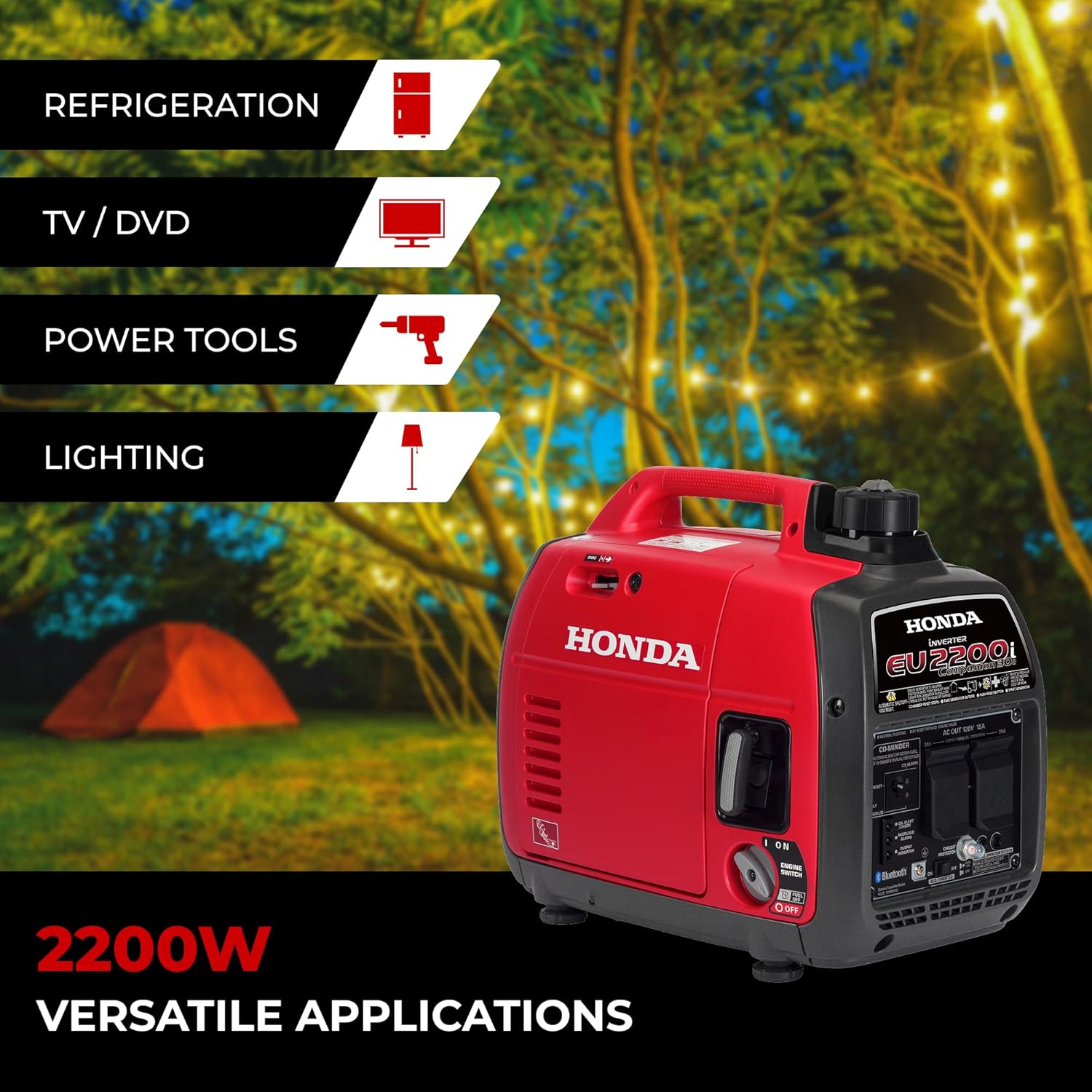 Honda EU2200ITAN 2200-Watt 120-Volt Super Quiet Portable Inverter Generator with CO-Minder Gronata