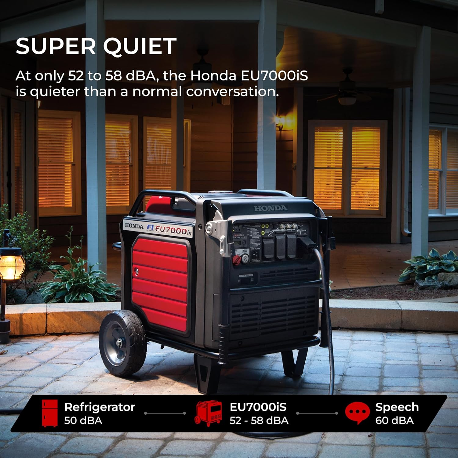 Honda EU7000iS 7000 Watt Inverter Generator, Super Quiet 120/240V Gas Powered Portable Generator for Camping, RV, Tailgating, or Home Backup Power Supply, Up to 16 Hour Run Time (EU7000ISNAND) Gronata