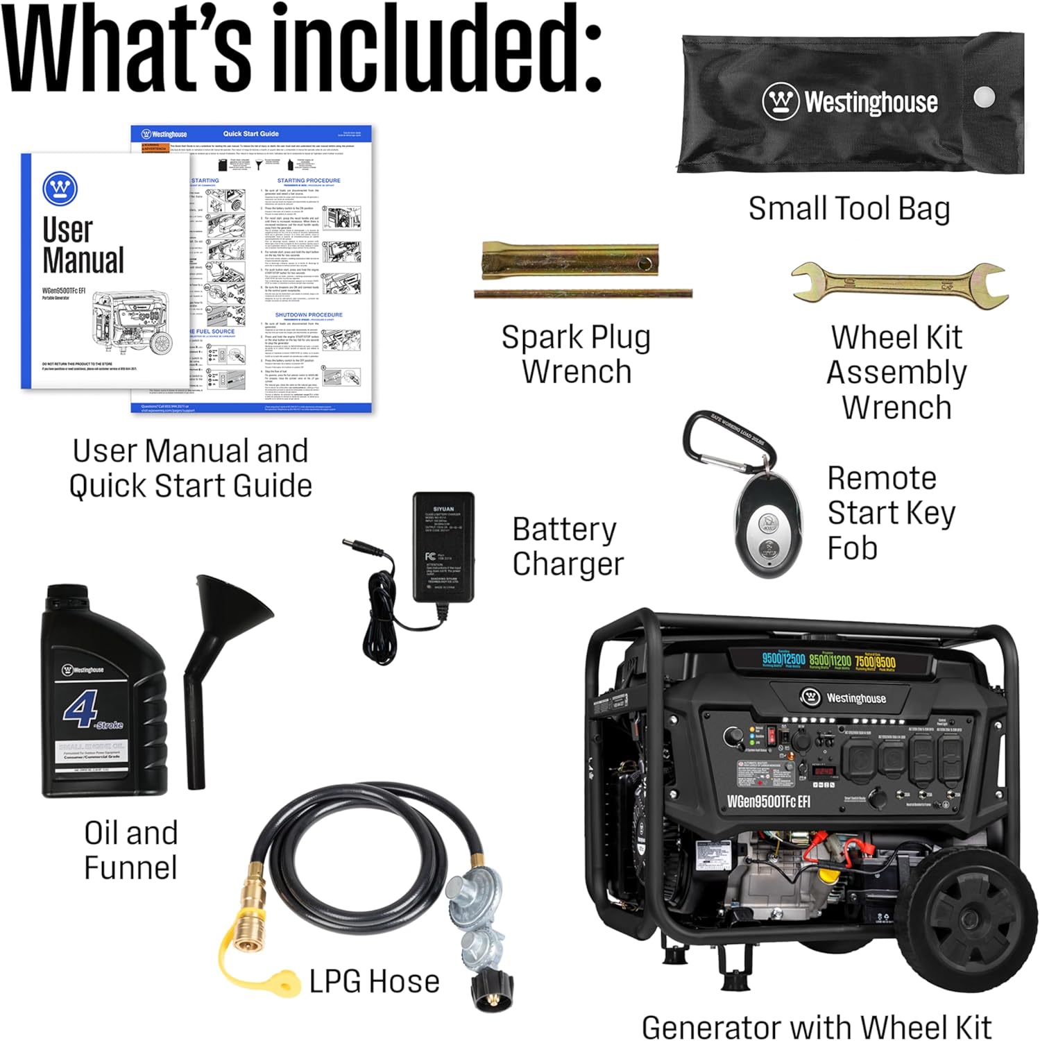 Westinghouse 12500 Peak Watt EFI Tri-Fuel Home Backup Portable Generator, Remote Electric Start, Transfer Switch Ready, Gas, Propane, and Natural Gas Powered, CARB Compliant Gronata