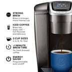 Keurig K-Elite Single Serve K-Cup Pod Coffee Maker, with Strength and Temperature Control, Iced Coffee Capability, 8 to 12oz Brew Size, Programmable, Brushed Slate Gronata