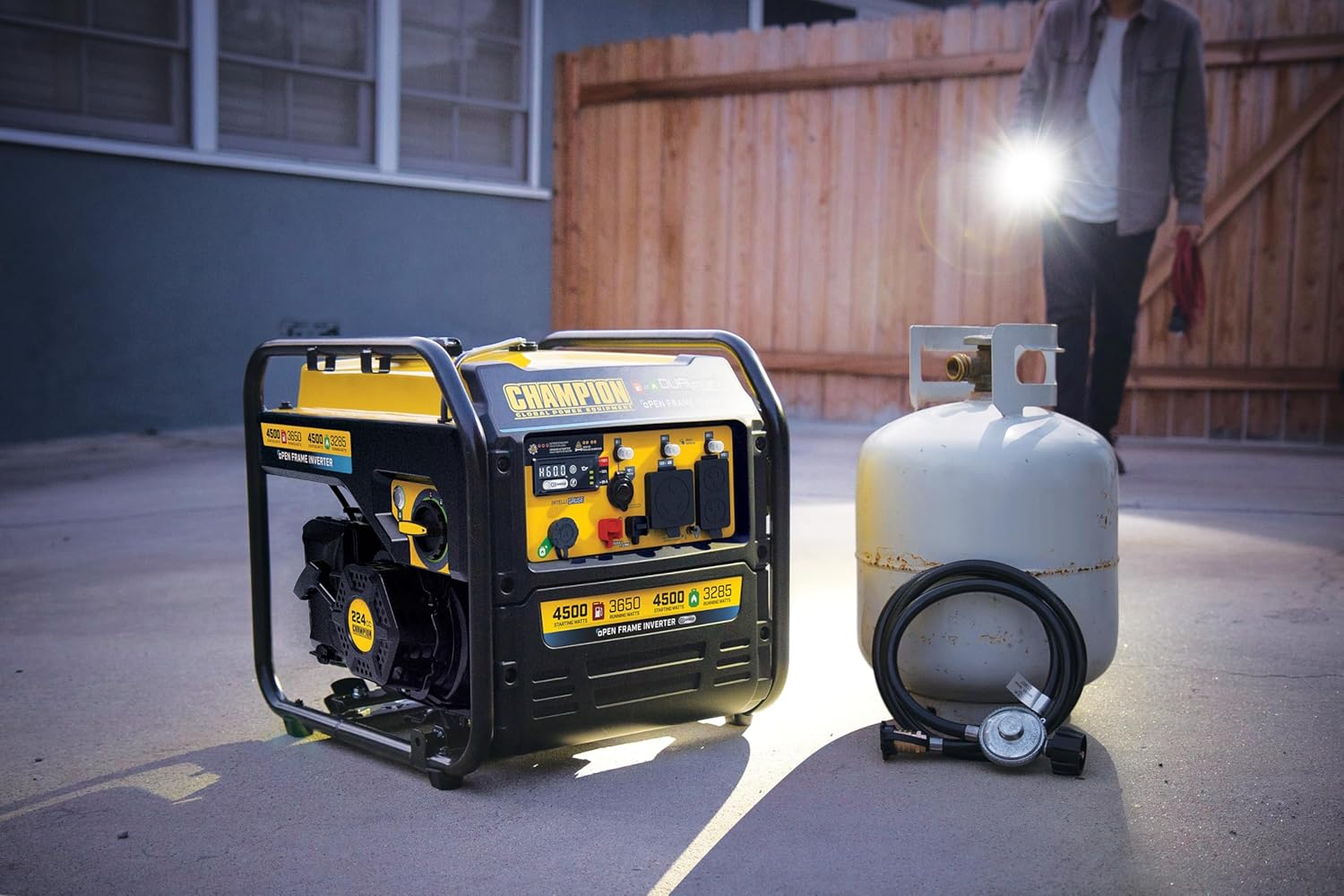 Champion Power Equipment 4,500-Watt Electric Start Dual Fuel RV Ready Portable Open Frame Inverter Generator with Quiet Technology and Free 3-Year Warranty Gronata