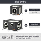 Bedsure Cat Beds for Indoor Cats - Large Cat Cave for Pet Cat House with Fluffy Ball Hanging and Scratch Pad, Foldable Cat Hideaway, 16.5x16.5x13 inches, Grey Gronata