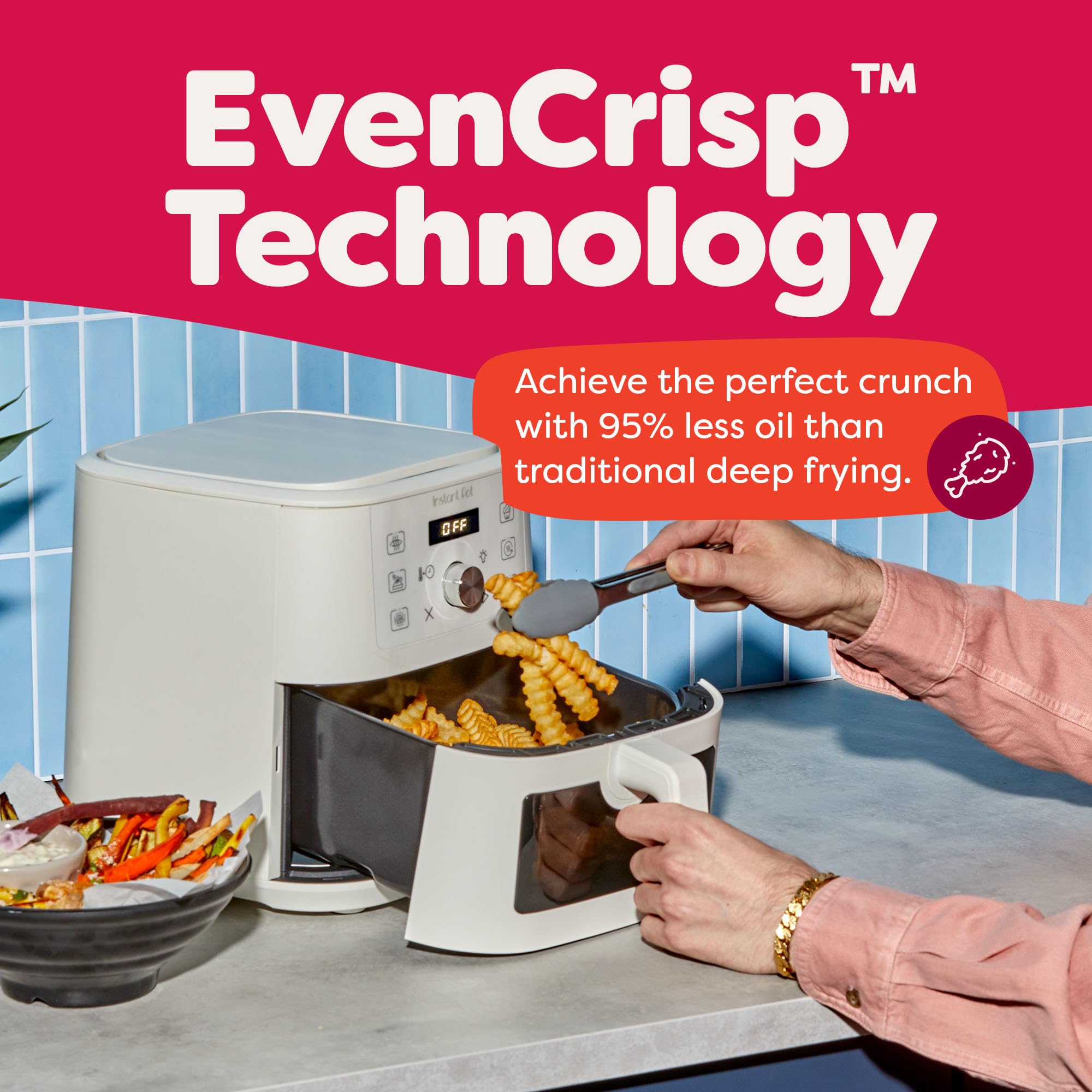 Instant Pot 6QT VORTEX Plus Air Fryer, 6-in-1, Air Fry, Broil, Dehydrate, Crisp, Roast, Reheat, Bake, Dishwasher-Safe Airfryer basket, from the Makers of Instant Pot, Stainless Steel Gronata