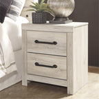 Signature Design by Ashley Wynnlow Rustic 2 Drawer Two Drawer Nightstand, 24.41" Tall, Weathered Gray Gronata