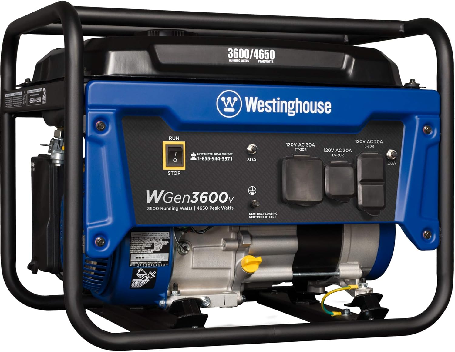 Westinghouse Outdoor Power Equipment 4650 Peak Watt Portable Generator, RV Ready 30A Outlet, Gas Powered Gronata