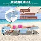 DoCred Heavy Duty Chaise Lounge Chair, Adjustable 5-Position Folding Chaise Lounge Chairs for Outside, Portable Lay Flat Beach Lounge Chair for Outdoor Sunbathing Beach Pool Lawn Camping Gronata
