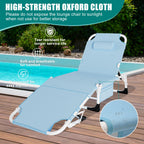DoCred Heavy Duty Chaise Lounge Chair, Adjustable 5-Position Folding Chaise Lounge Chairs for Outside, Portable Lay Flat Beach Lounge Chair for Outdoor Sunbathing Beach Pool Lawn Camping Gronata