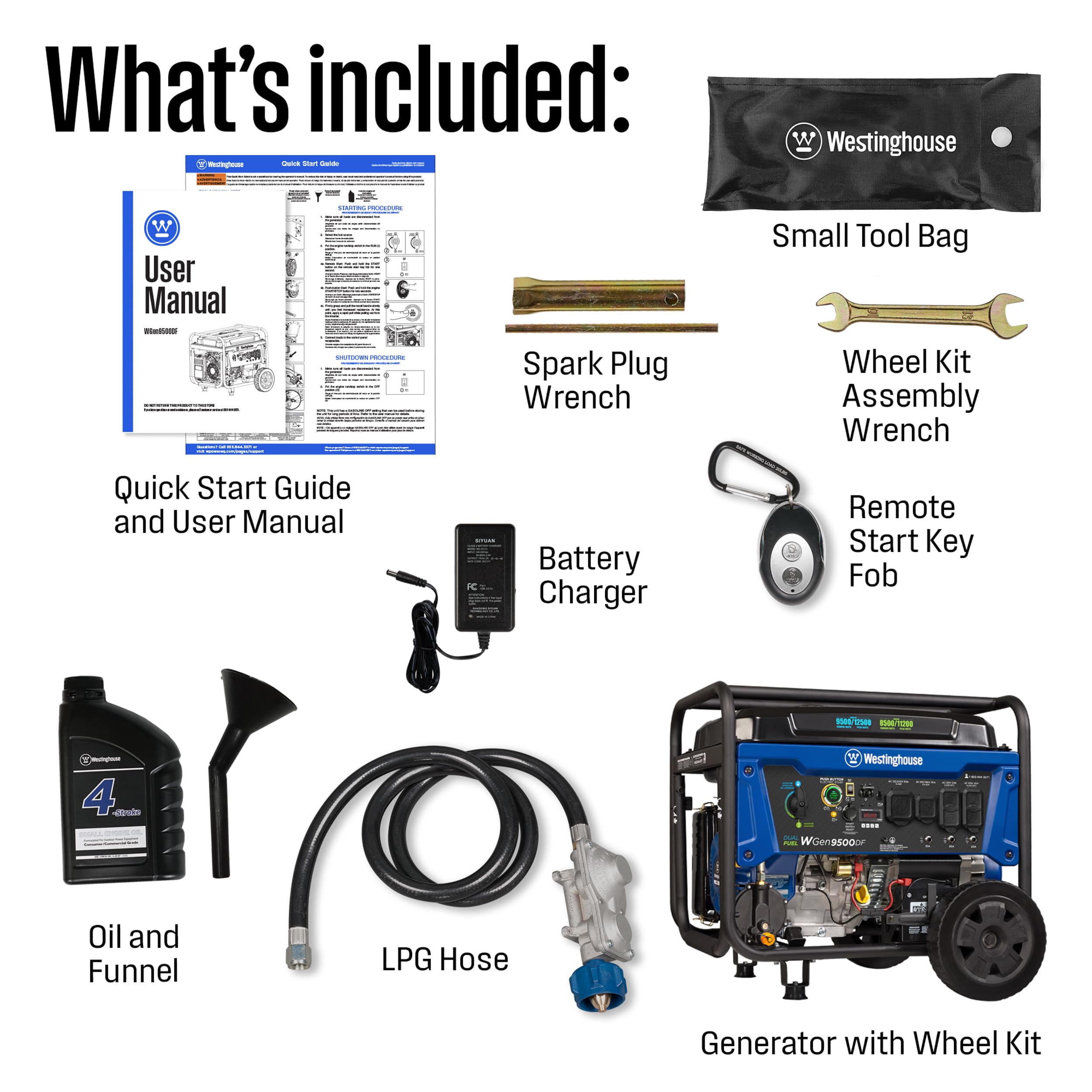 Westinghouse WGen7500DF Dual Fuel Home Backup Portable Generator, 9500 Peak Watts & 7500 Rated Watts, Remote Electric Start, Transfer Switch Ready, Gas & Propane Powered, CARB Compliant Gronata
