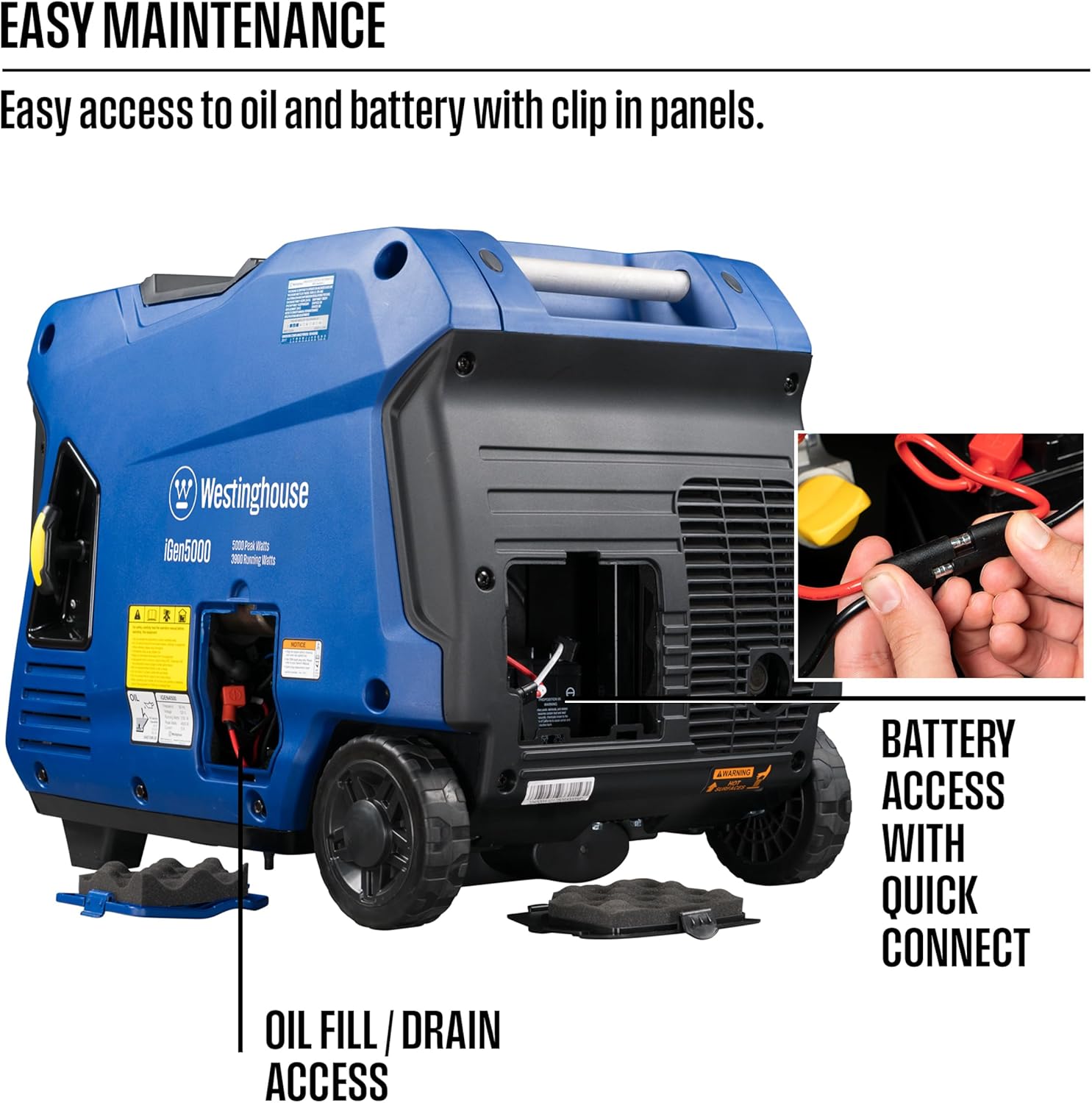 Westinghouse 5000 Peak Watt Super Quiet Portable Inverter Generator, Remote Electric Start with Auto Choke, Wheel & Handle Kit, RV Ready, Gas Powered, Parallel Capable Gronata