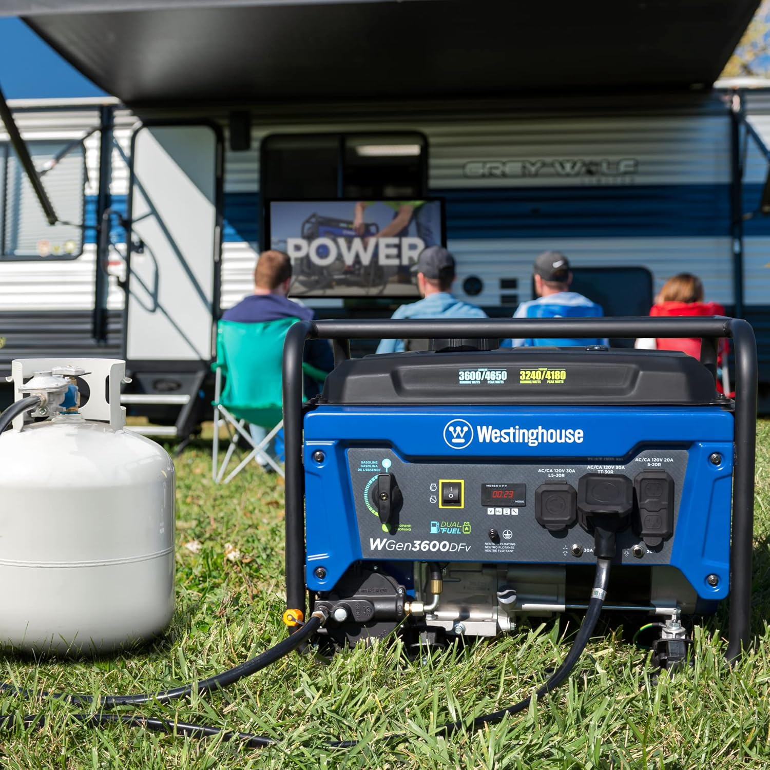 Westinghouse 4650 Peak Watt Dual Fuel Portable Generator, RV Ready 30A Outlet, Gas & Propane Powered Gronata