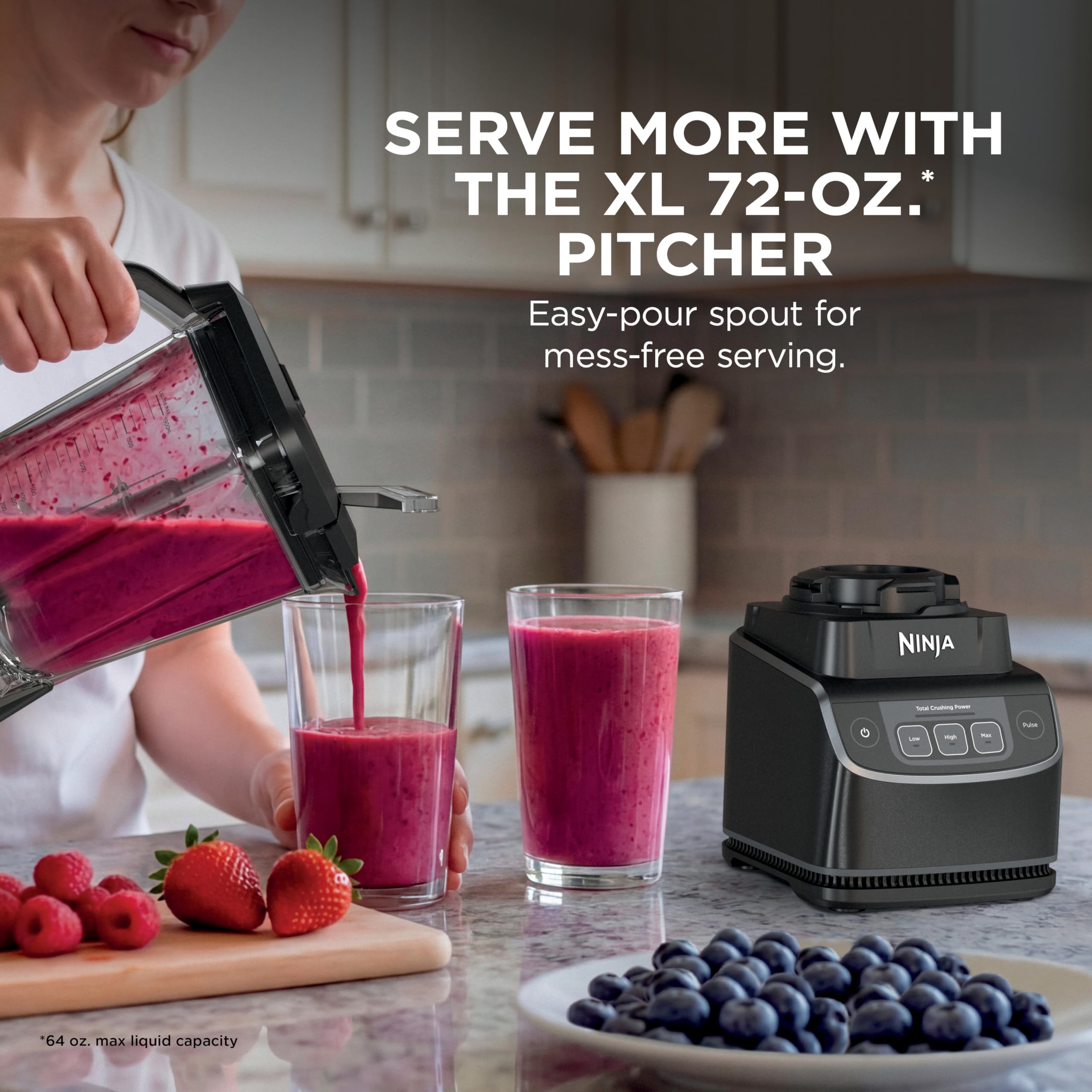 Ninja Professional Blender | Smoothie Blending, Drink Mixer, Grinder, Ice Crusher, Frozen Fruit Blending | 1000W Power, Total Crushing Technology, XL 72-oz. Pitcher | Black & Grey | BL610 Gronata