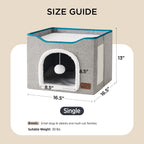 Bedsure Cat Beds for Indoor Cats - Large Cat Cave for Pet Cat House with Fluffy Ball Hanging and Scratch Pad, Foldable Cat Hideaway, 16.5x16.5x13 inches, Grey Gronata