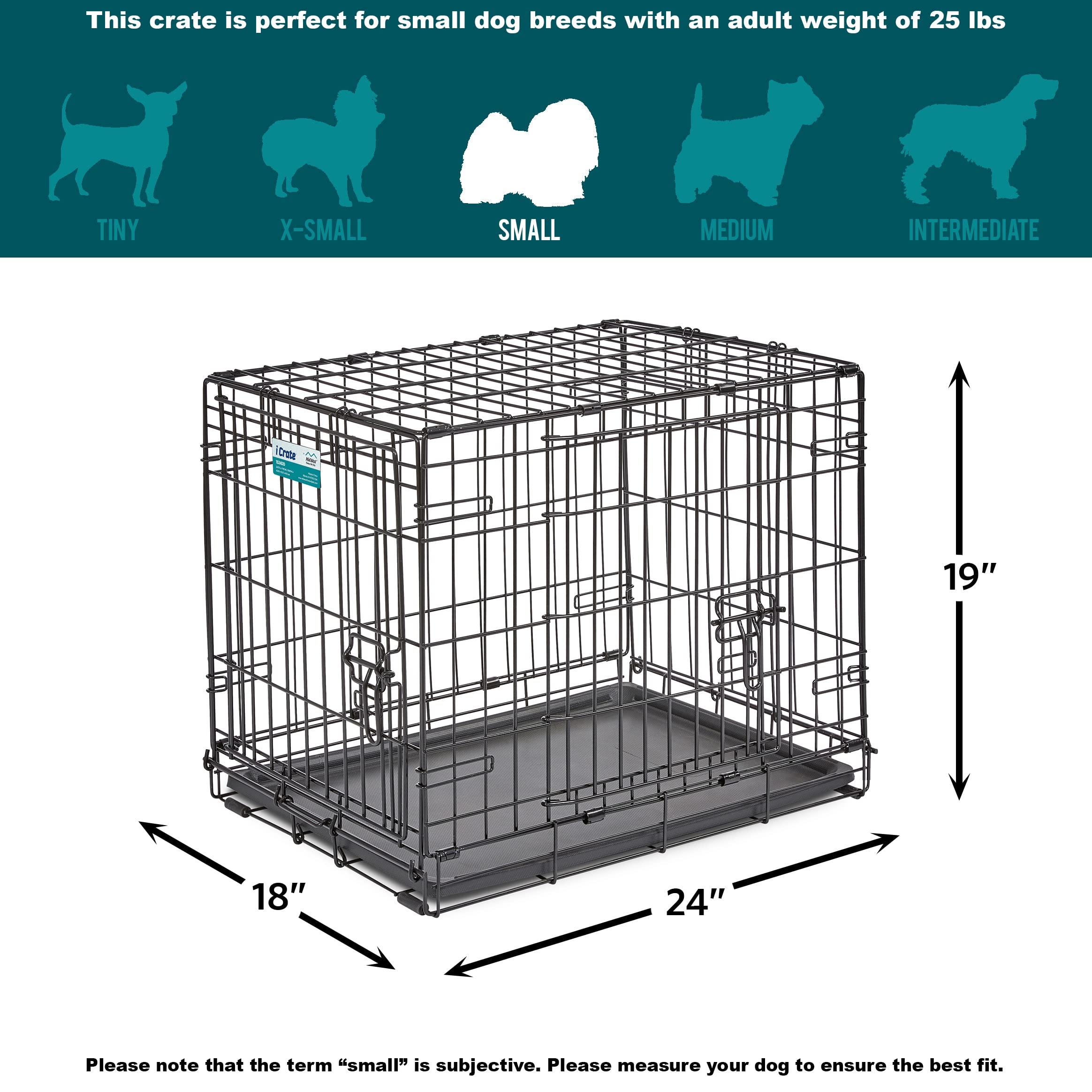 MidWest Homes for Pets 30-Inch iCrate for Medium Breeds, 21-40 lbs, Single Door Folding Dog Crate with Divider Panel, Leak-Proof Tray & Secure Latch, Portable, Durable & Easy to Assemble Gronata