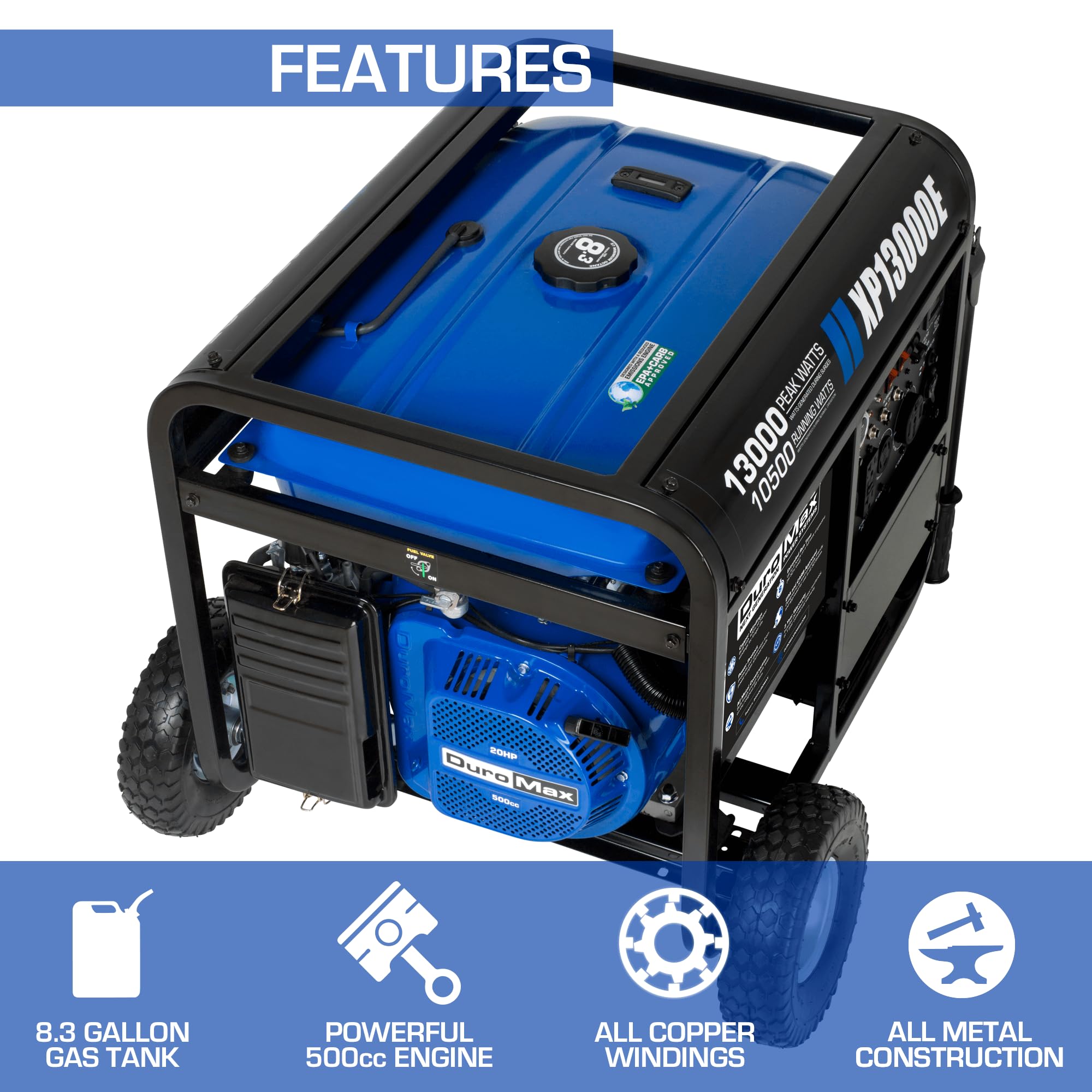 DuroMax XP5500EH 5,500-Watt Dual Fuel Portable Generator - Gas & Propane, Electric Start, RV & Emergency Ready Gronata