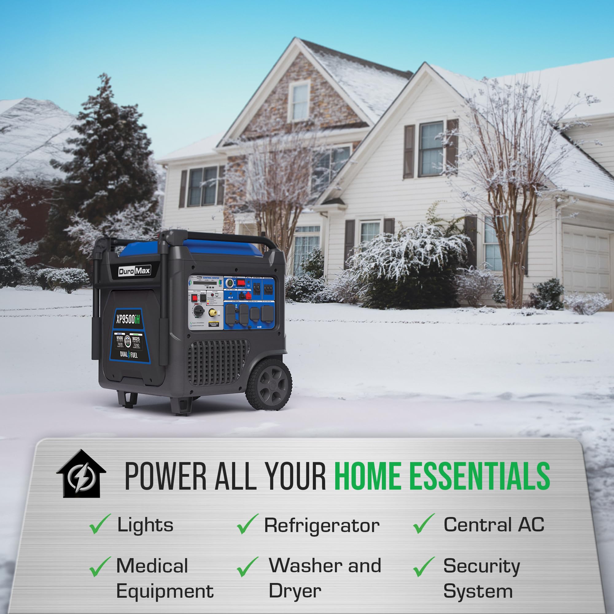 DuroMax XP16000iH 16,000-Watt Dual Fuel Portable Digital Inverter Generator - Gas & Propane, Remote Electric Start, Whole Home Power Backup, Transfer Switch Ready, RV & Emergency Ready Gronata