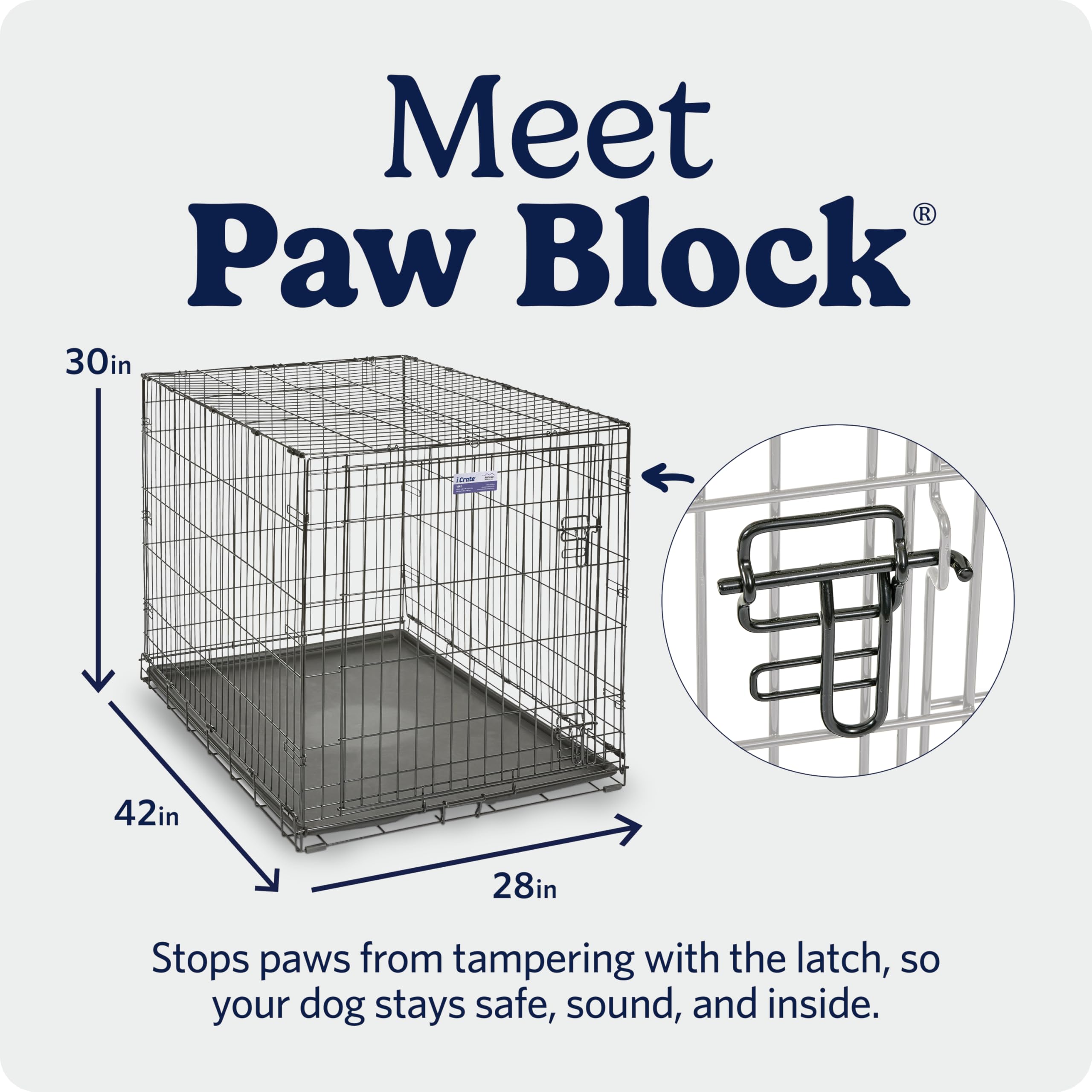 MidWest Homes for Pets 30-Inch iCrate for Medium Breeds, 21-40 lbs, Single Door Folding Dog Crate with Divider Panel, Leak-Proof Tray & Secure Latch, Portable, Durable & Easy to Assemble Gronata