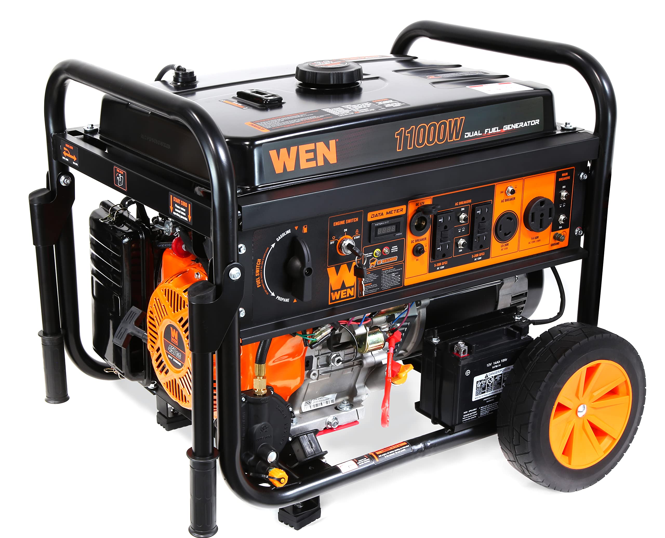 WEN 11,000-Watt 120V/240V Dual Fuel Portable Generator with Wheel Kit and Electric Start (DF1100T) Gronata