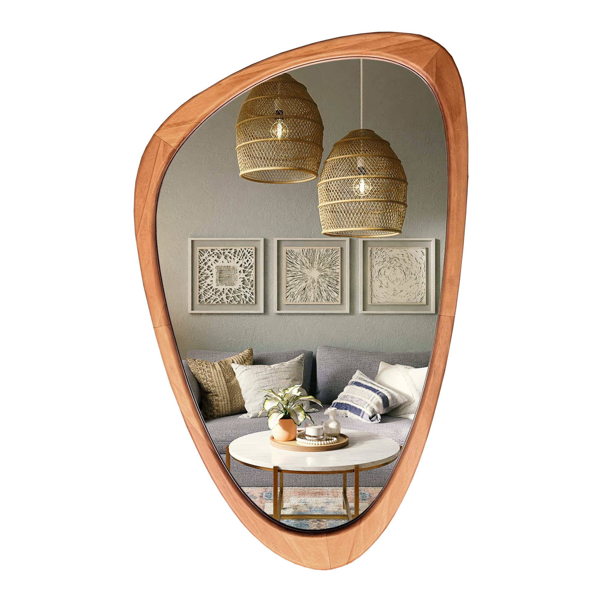 WallBeyond Asymmetrical Mirror, Irregular Mirror Full Length, Boho Wall Mirrors Decorative for Bedroom Living Room Entryway Hall, Mid Century Modern Decor 48" H x 22" W Gronata