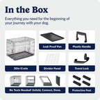 MidWest Homes for Pets 30-Inch iCrate for Medium Breeds, 21-40 lbs, Single Door Folding Dog Crate with Divider Panel, Leak-Proof Tray & Secure Latch, Portable, Durable & Easy to Assemble Gronata