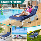 DoCred Heavy Duty Chaise Lounge Chair, Adjustable 5-Position Folding Chaise Lounge Chairs for Outside, Portable Lay Flat Beach Lounge Chair for Outdoor Sunbathing Beach Pool Lawn Camping Gronata