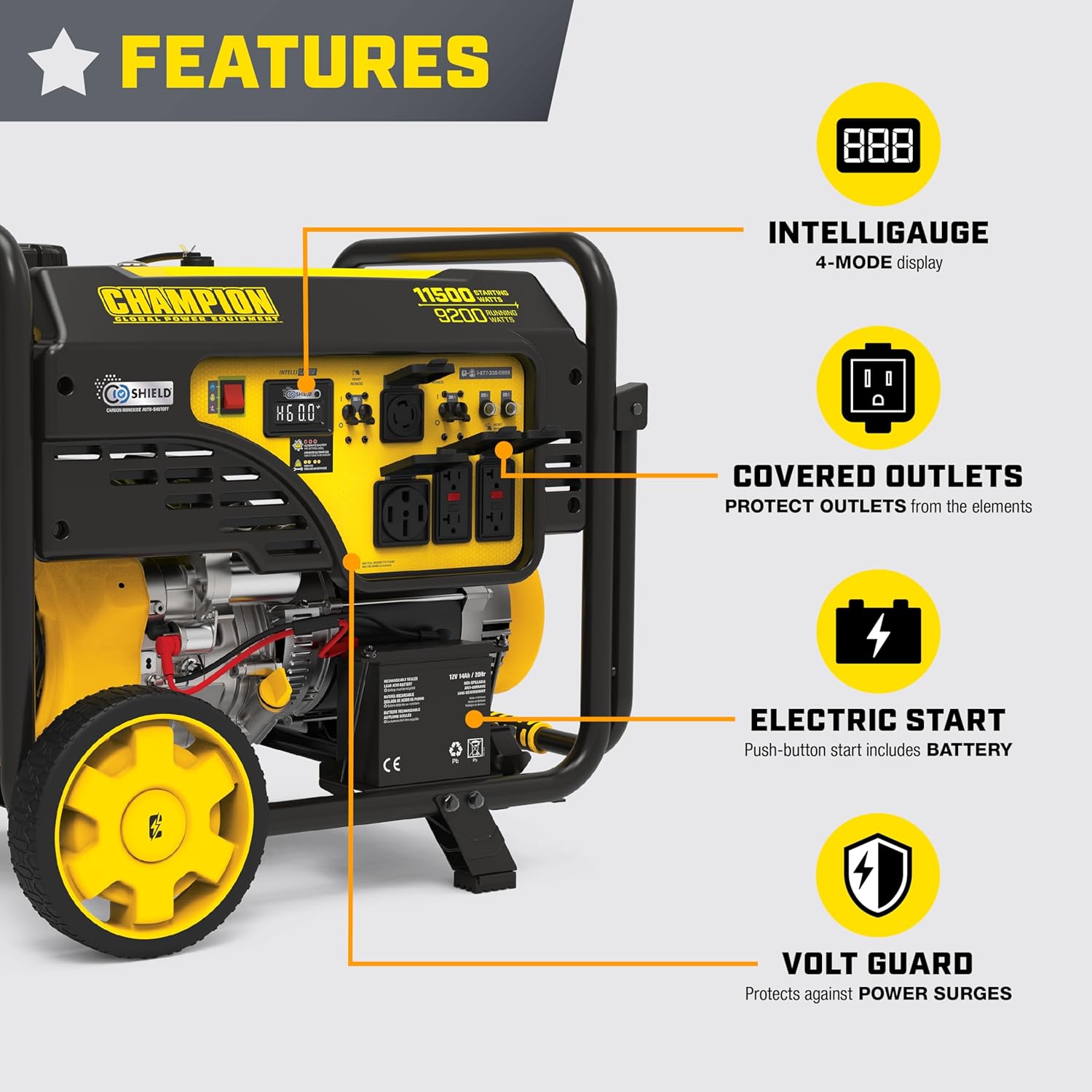 Champion Power Equipment 11,500-Watt Electric Start Home Backup Portable Generator with Free 3-Year Warranty Gronata