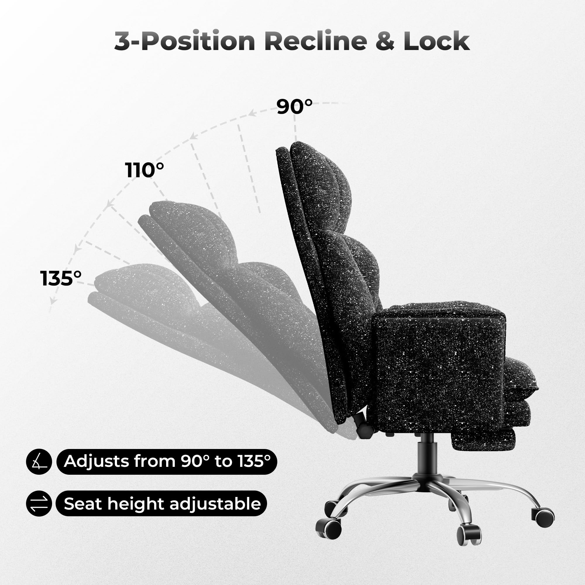 Big and Tall Office Chair, Flip Armrests for Pets & Cross Legged Sitting, Executive Ergonomic Computer Gaming Chair with Foot Rest, Teddy Fleece Wide Seat Reclining Desk Chair, White Vanity Chair Gronata