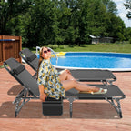 DoCred Heavy Duty Chaise Lounge Chair, Adjustable 5-Position Folding Chaise Lounge Chairs for Outside, Portable Lay Flat Beach Lounge Chair for Outdoor Sunbathing Beach Pool Lawn Camping Gronata