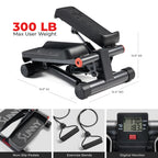 Sunny Health & Fitness Mini Steppers for Exercise at Home, Stair Step Workout Machine with Resistance Bands, Full Body Cardio Equipment with Digital Monitor - No. 012 -S Gronata