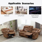 EBELLO Faux Leather Recliner Sofa Furniture Set for Living Room, 2 Recliner Chairs, 3 Seat Reclining Sofa Couch Set for Meeting Room, Brown Gronata