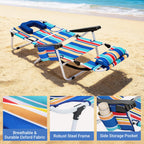 DoCred Heavy Duty Chaise Lounge Chair, Adjustable 5-Position Folding Chaise Lounge Chairs for Outside, Portable Lay Flat Beach Lounge Chair for Outdoor Sunbathing Beach Pool Lawn Camping Gronata
