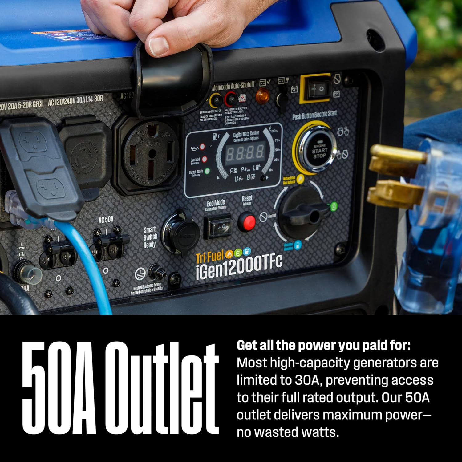 Westinghouse 12000 Peak Watt Tri-Fuel Portable Inverter Generator, Remote Start, Transfer Switch Ready, Gas/Propane/Natural Gas Powered, Low THD, Safe for Electronics, Parallel Capable, CO Sensor Gronata