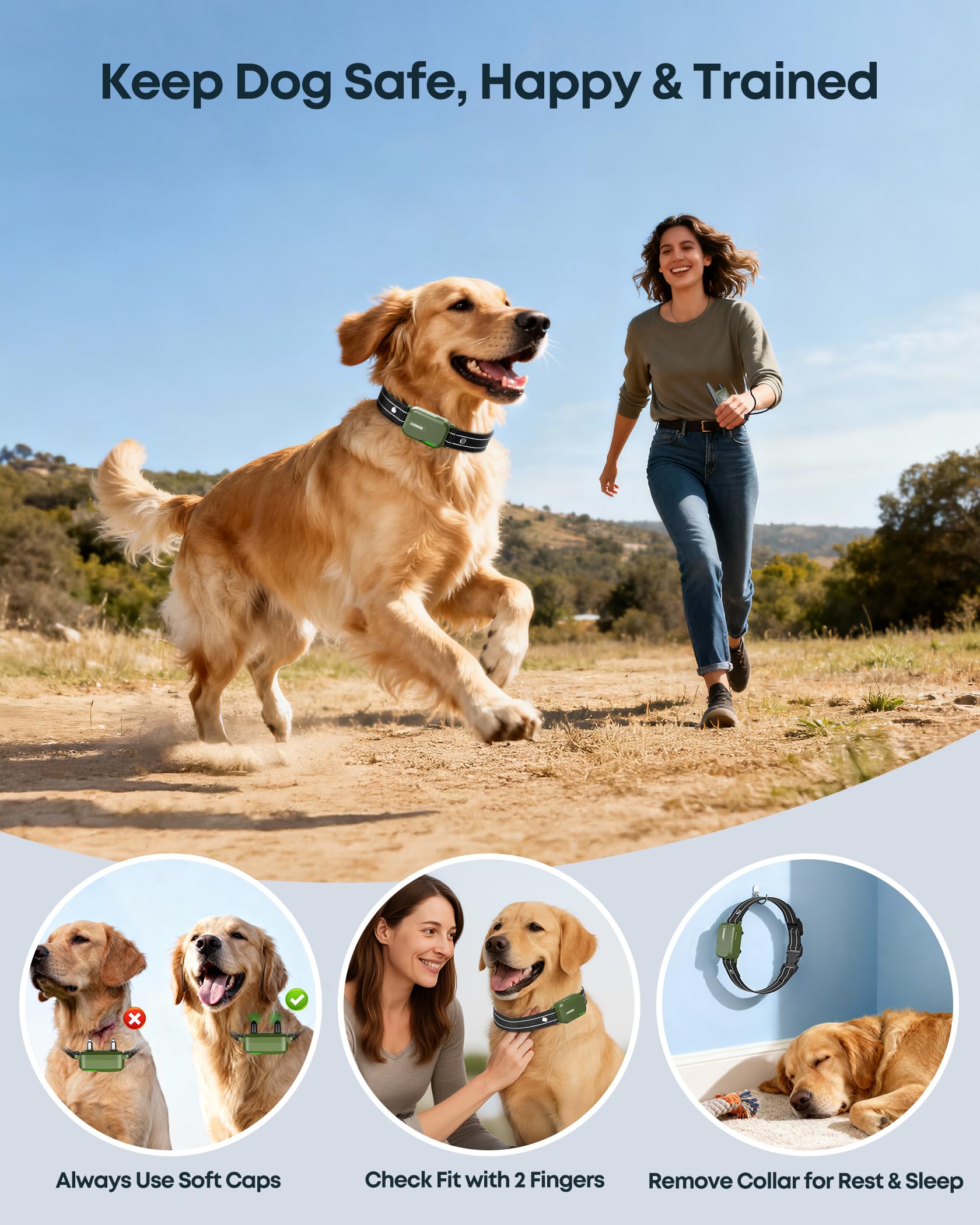 Jugbow Dog Shock Collar - 4500FT Dog Training Collar with Remote, IPX8 Waterproof Electric Dog Collar with 4 Training Modes, Security Lock, Rechargeable eCollar for 10-120lbs Small Medium Large Dogs Gronata