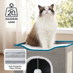 Bedsure Cat Beds for Indoor Cats - Large Cat Cave for Pet Cat House with Fluffy Ball Hanging and Scratch Pad, Foldable Cat Hideaway, 16.5x16.5x13 inches, Grey Gronata