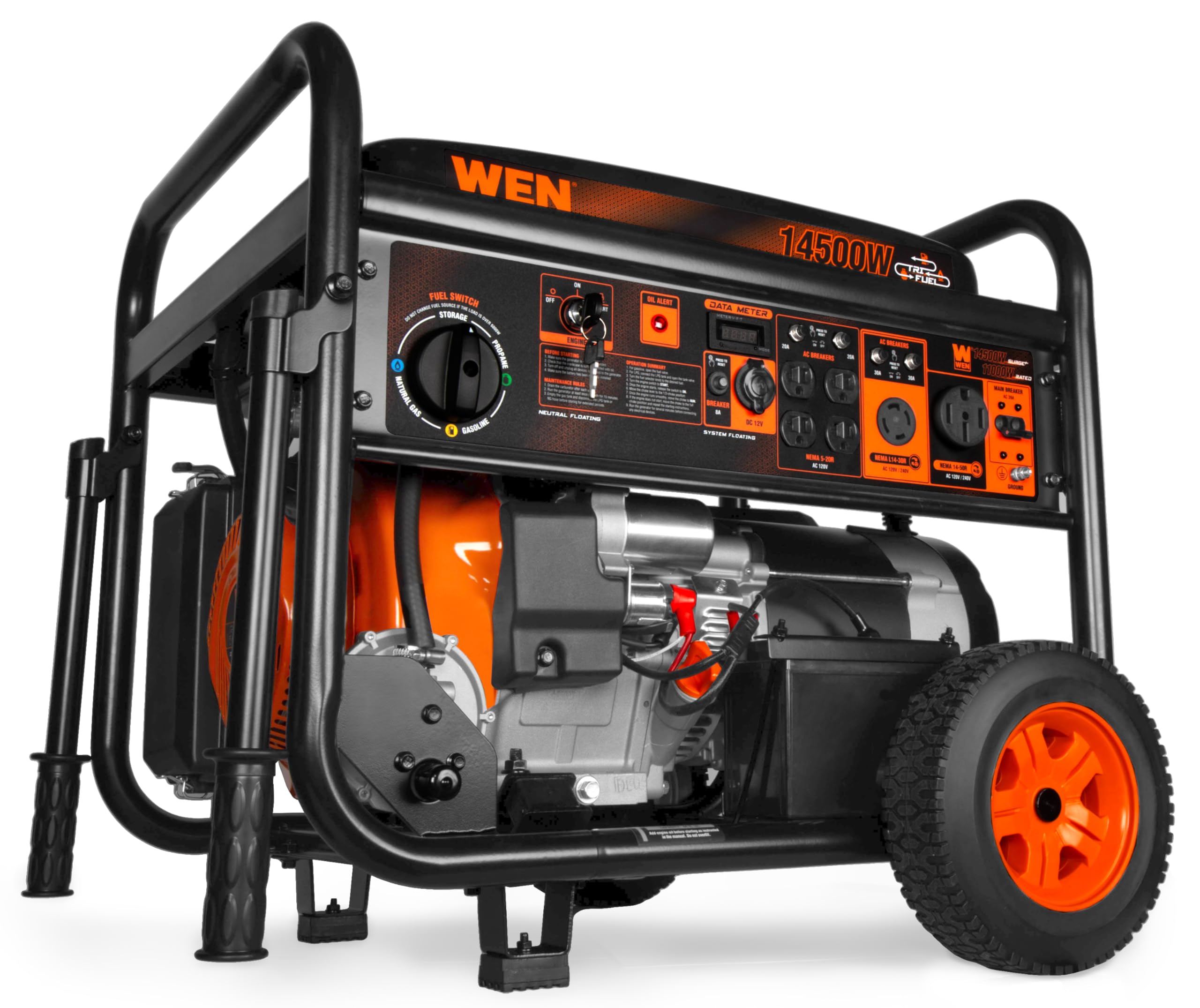 WEN 11,000-Watt 120V/240V Dual Fuel Portable Generator with Wheel Kit and Electric Start (DF1100T) Gronata
