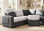 HONBAY Sectional Sleeper Sofa with Pull Out Bed U-Shape Sectional Couch Sleeper Bed with Storage Chaise 6 Seater Sleeper Sectional Sofa, Light Grey Gronata