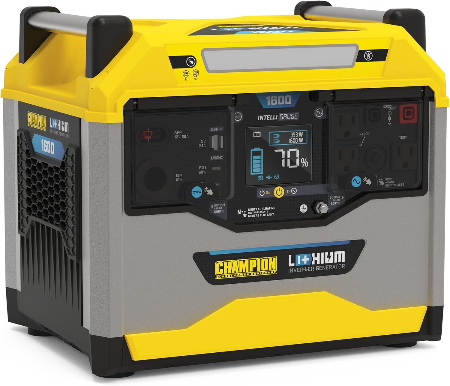 Champion Power Equipment 100594 1638-Wh Power Station 3200/1600-Watt Portable Lithium-Ion Battery Solar Generator Gronata