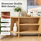 OneBlis 70" Mid Century Modern TV Stand, Wood TV Consoles with Sliding Doors and Power Outlet, Entertainment Center with Adjustable Shelves, Fluted TV Stands for Living Room, Walnut Gronata
