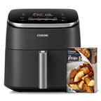 Cosori 9-in-1 TurboBlaze Air Fryer 6 Qt, PFAS-Free Ceramic Coating, 90°–450°F, Precise Heating for Even Results, Air Fry, Roast, Bake, Broil, Dry, Frozen, Proof, Reheat, Keep Warm, 120V, Dark Gray Gronata
