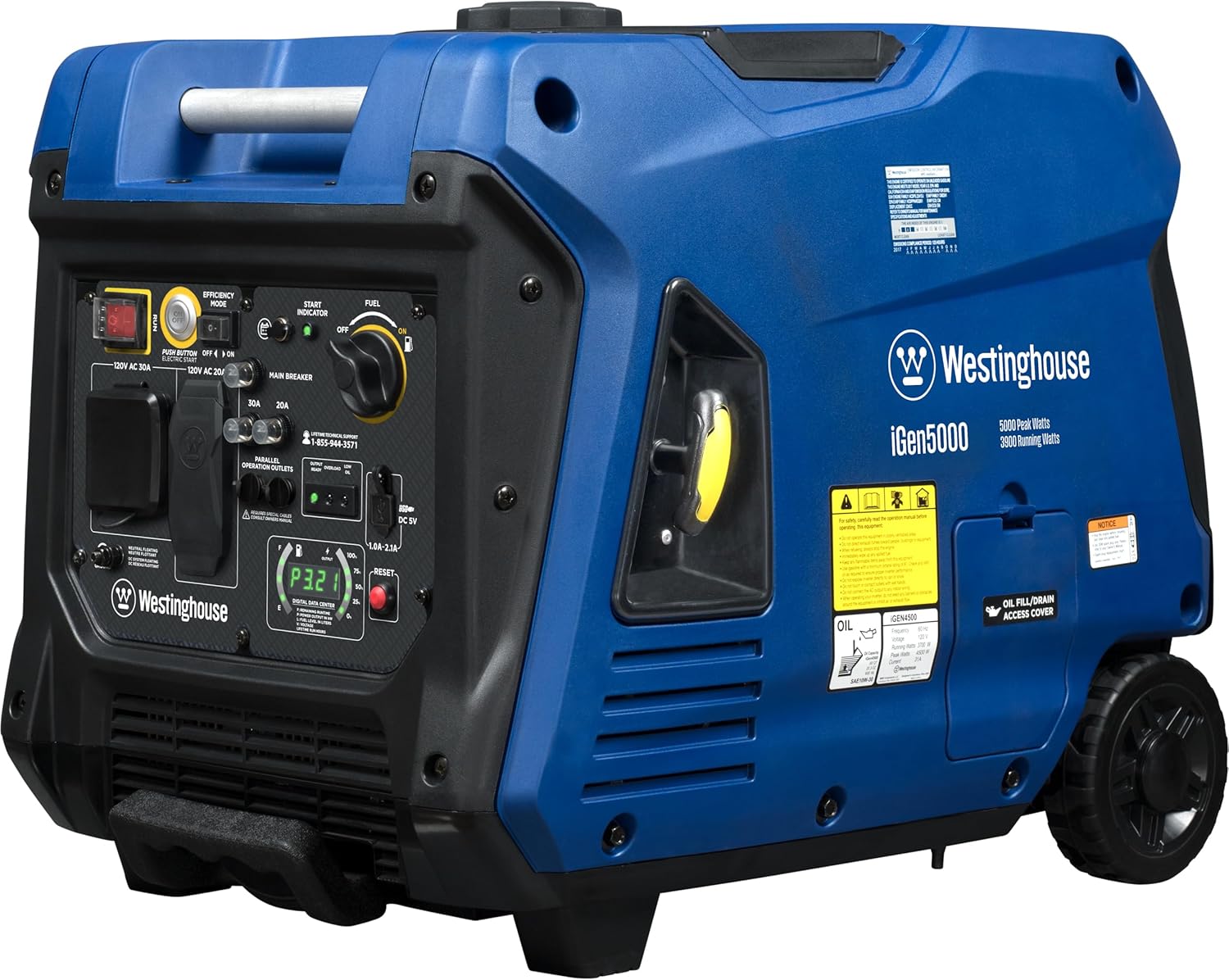 Westinghouse 5000 Peak Watt Super Quiet Portable Inverter Generator, Remote Electric Start with Auto Choke, Wheel & Handle Kit, RV Ready, Gas Powered, Parallel Capable Gronata